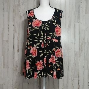 torrid Black Floral Sleeveless Blouse